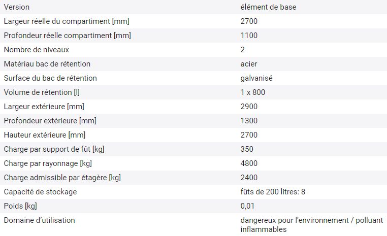 203265W - Rayonnage combi 2 L8-L avec bac de rétention galvanisé pour 8 fûts de 200 litres - Conforme arrêté 04/10/2010_1