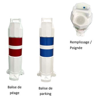 Balise en PEHD de renforcement temporaire d'un marquage - Type K5d lestable - STI Balisage routier - Conforme NF P 98-584_1