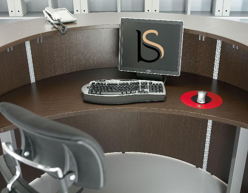 Banque d'accueil courbe ROCK - Mobel Linea. - Acacia clair_1