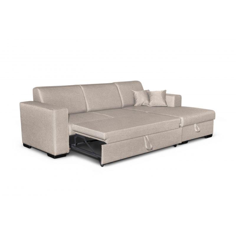 Canapé d'angle à droite convertible CABIRI beige - avec coffre de rangement et coussins d'appoint_1