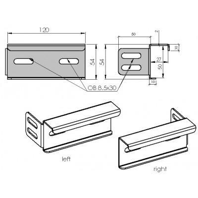 Liaisons rail / barre écartement coulissantes - Spadone - acier galvanisé, 54x120mm, vendues par paire_1