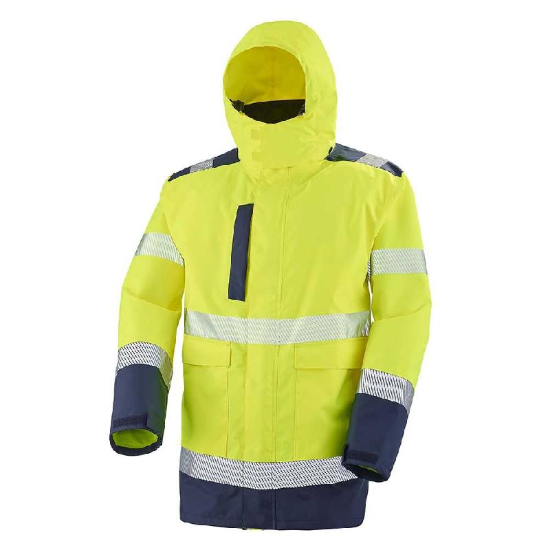 Parka haute visibilité 4 en 1 - S, jaune fluo/vert, avec doublure amovible et 6 poches_1