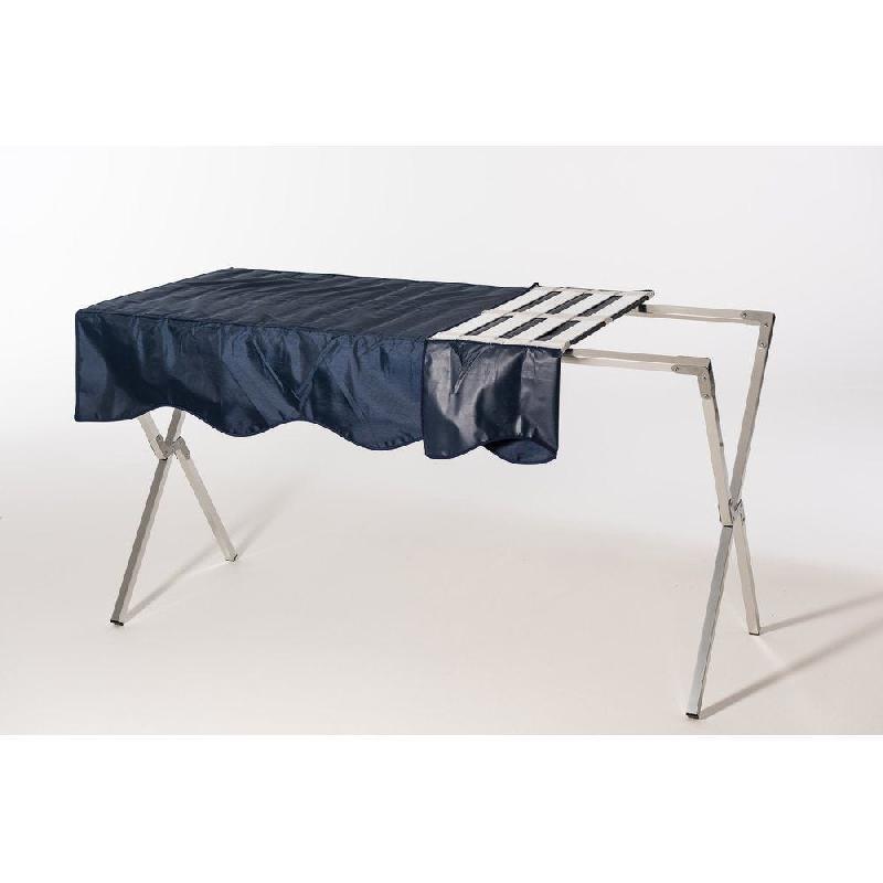 Table pliante en aluminium 120x70x70cm - légère, pliable, avec nappe bleue fournie_1