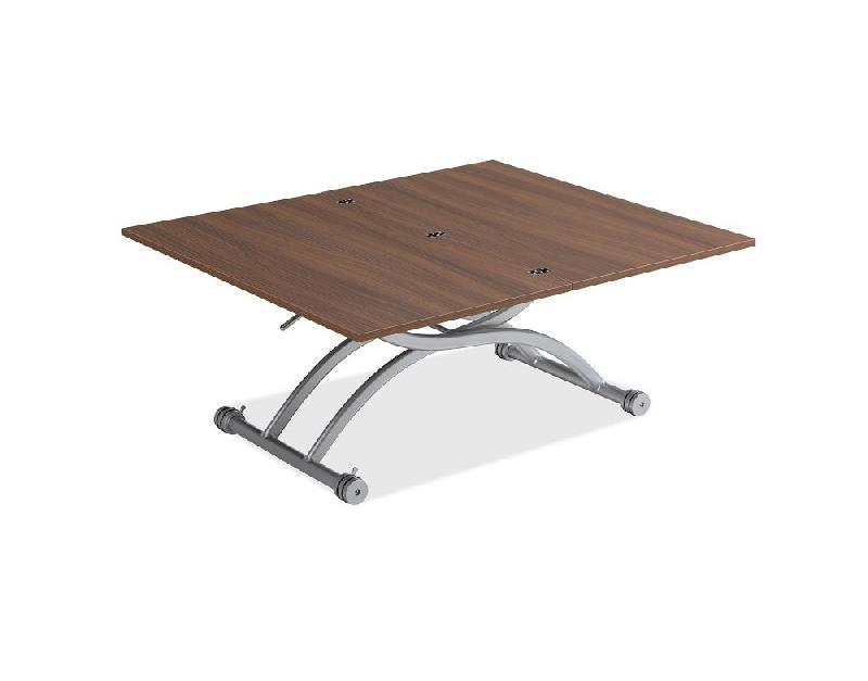 Table relevable extensible HIRONDELLE compacte finition noyer 100 x 57/114 cm_1