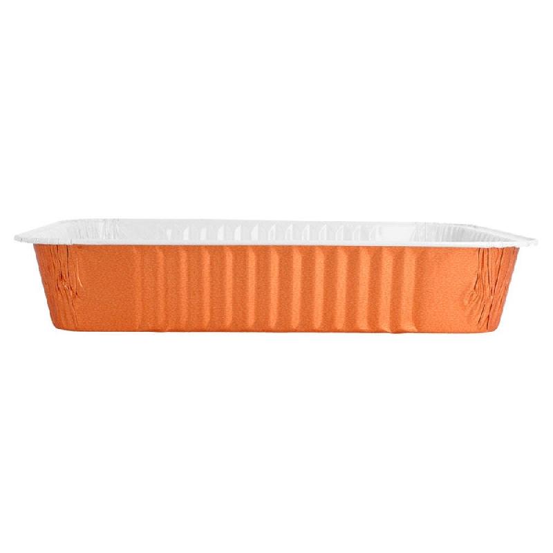 Barquette aluminium laqué cuivre intérieur blanc 1360cc 24x17,9x4,2cm - par 100_1
