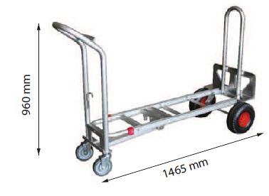 Diable / chariot aluminium 3 en 1 - STC3 - 250/350 kg - bavette rabattable - roues gonflables_1