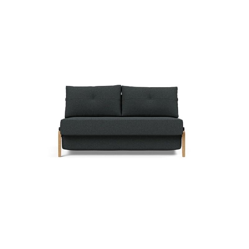 Canapé design convertible Cubed Wood 02 - Lit 160x200 cm - Tissu bouclé Black Raven - Innovation Living_1
