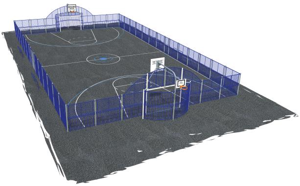 Terrain multisport Arena Detroit 8019752 - Hags - Bleu avec scellement béton_1