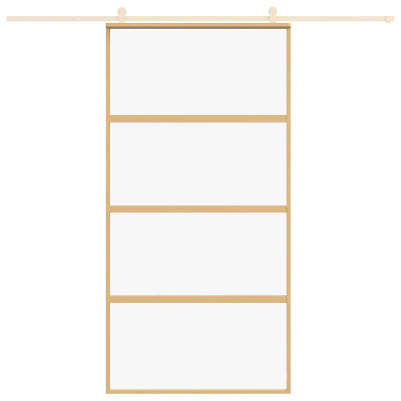 Vidaxl porte coulissante doré 102,5x205cm verre esg clair et aluminium 155180_1