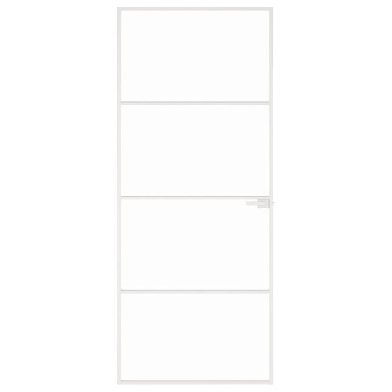 Vidaxl porte d'intérieur blanc 83x201,5 cm trempé verre aluminium fin 153667_1