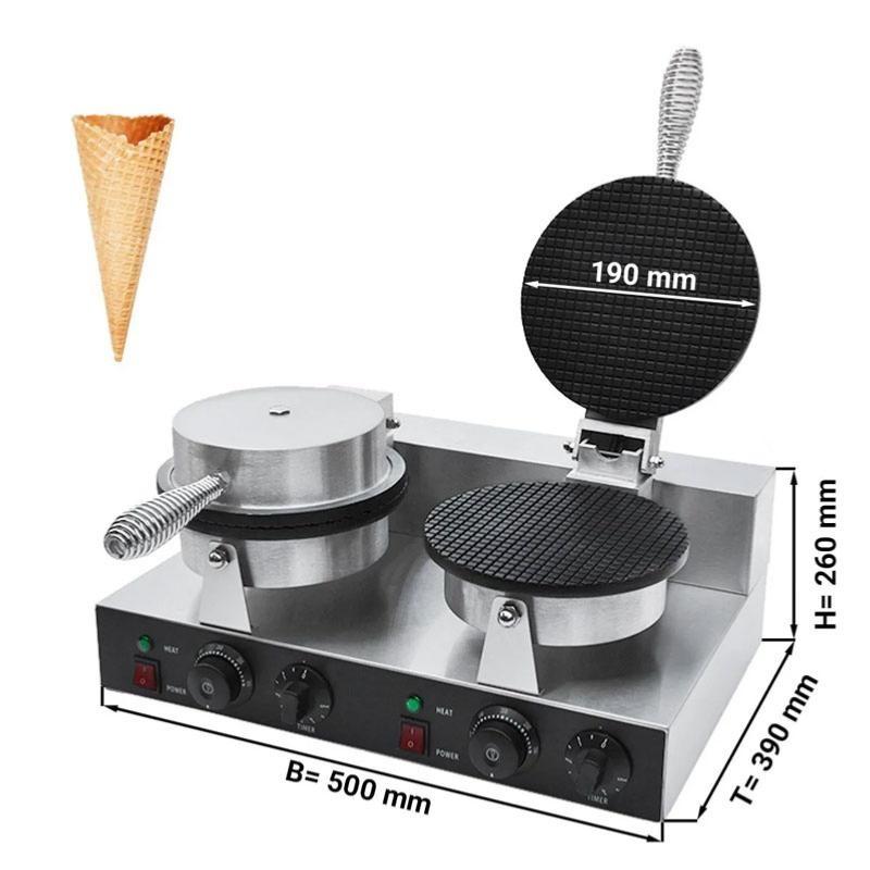 Gaufrier électrique double en fonte - plaque pour cornets de glaces Ø 190mm_1