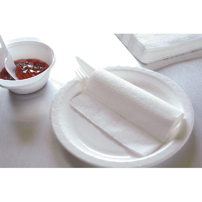 Serviette ouate blanche 1 pli 33x33cm - paquet de 600 - double épaisseur, très douces et absorbantes_1