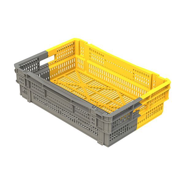Bac bicolore gerbable/emboitable 180º - 600x400 mm - Hauteurs 110 à 260 mm - PEHD vierge apte au contact alimentaire_1