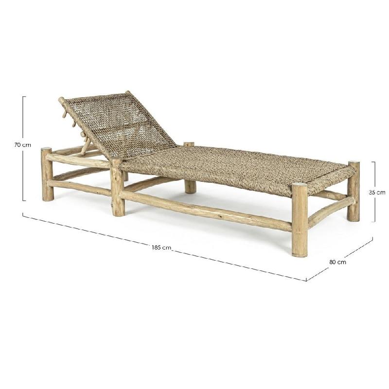 Bain de soleil inclinable Lampok en teck 80 x 185 x 70 cm_1
