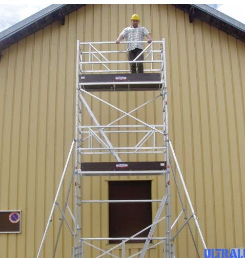 Échafaudage aluminium Banchalu ULTRALU - Hauteur de travail de 4.00 m à 9.75 m - Plateau baquet alu/bois avec trappe_1