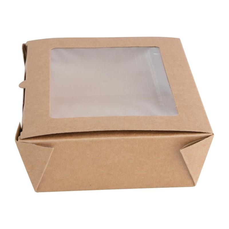 Boîtes salade avec fenêtre carton recyclable 1600ml - Lot de 100 | Fiesta_1