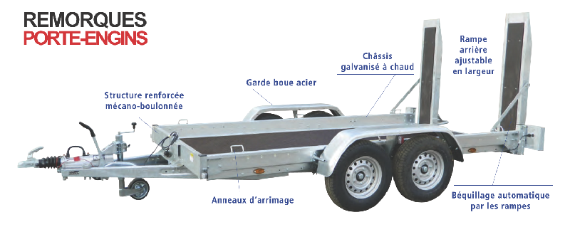 Remorque porte-engins - 3,55 X 1,72M - 3500 KG - FRANC PEG35D V350AF_1