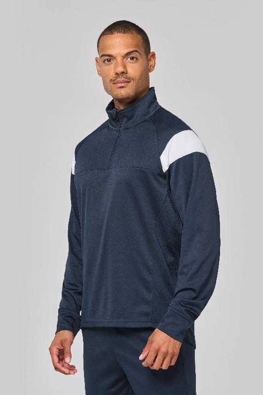 Sweat d'entraînement 1/4 zip unisexe PROACT - Polyester interlock mat - Réf : PA387_1
