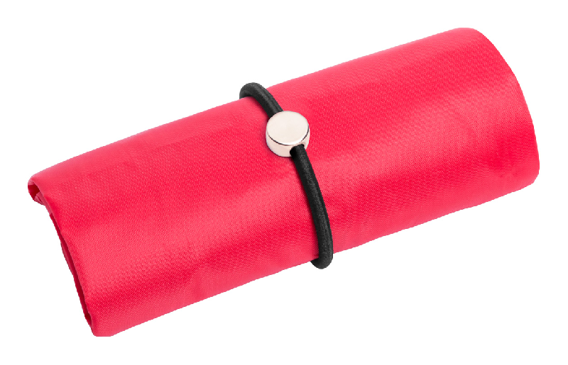 Sac shopping pliable - Polyester 190D - Bracelet en caoutchouc - Rouge - 22g_1