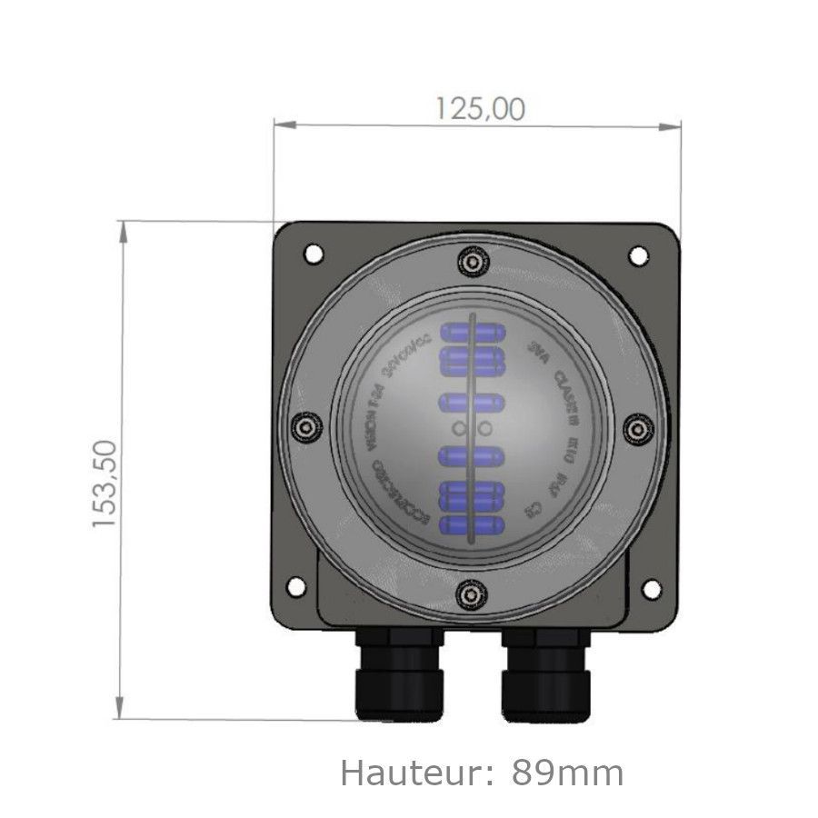 Balise tunnel Vision T embase - plot routier étanche IP67 - ECCElectro - LED bleu ou ambre 153,5 mm_1