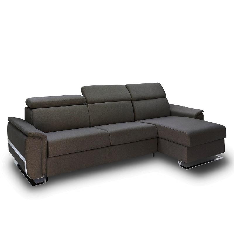 Canapé d'angle Réaumur convertible express - Matelas 16 cm - Pieds luge - Tweed gris graphite - Design contemporain_1