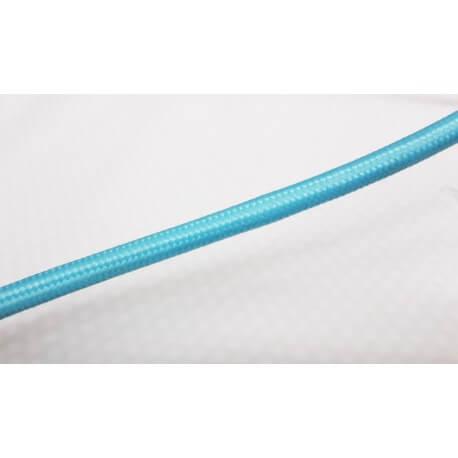 Fil électrique vintage tissé bleu clair - look rétro en tissu - vendu au mètre_1
