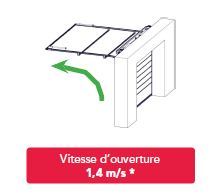 Porte sectionnelle à ouverture rapide 620NG - Vitesse d'ouverture 1,4 m/s * - Perméabilité à l'air 6m3/m2h* - Perméabilité thermique 1,18 W/m2K *_1
