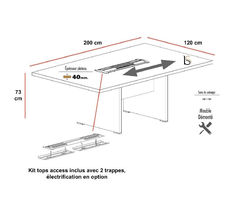 Table de réunion rectangulaire TAK - Mobel Linea. - Oui, 200, Acacia foncé_1