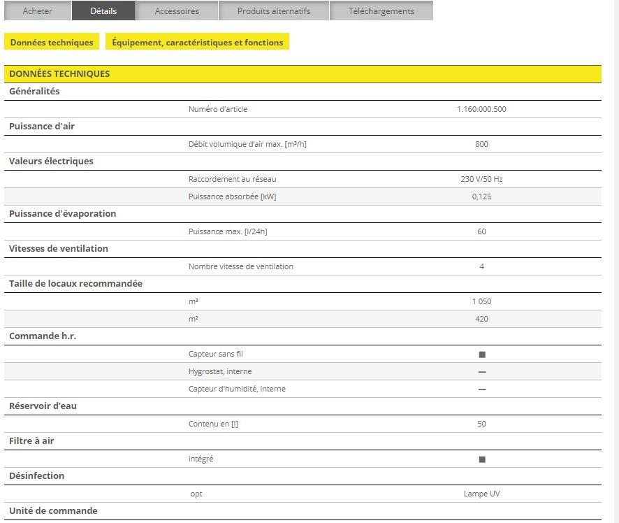 B 500 radio - humidificateur à évaporation - trotec gmbh - débit volumique d'air max 800 m3/h_1