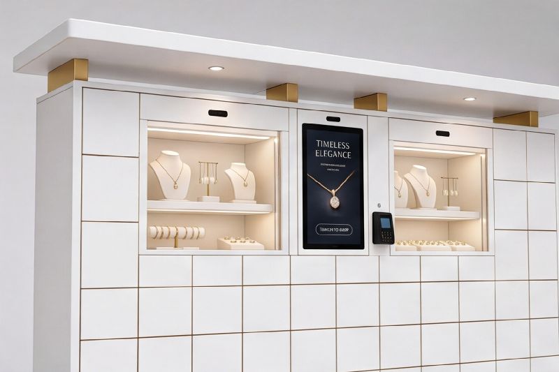 Coffre-fort intelligent avec vitrine pour bijoux et boutiques de luxe - 72 compartiments, terminal de paiement NFC_1