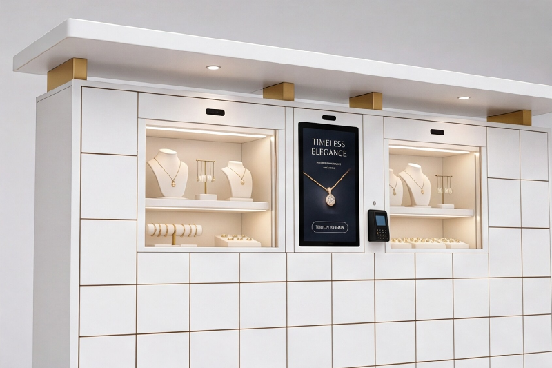Coffre-fort intelligent avec vitrine pour bijoux et boutiques de luxe - 72 compartiments, terminal de paiement NFC_1