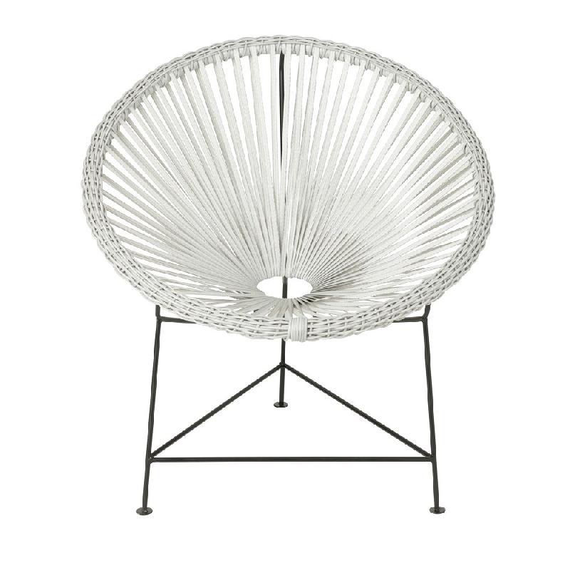 Fauteuil design AGAFI - rotin blanc - forme œuf - utilisation intérieure et extérieure_1