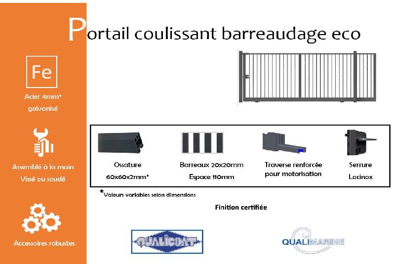 Portail coulissant barreaudage eco - 10000 / 1500_1