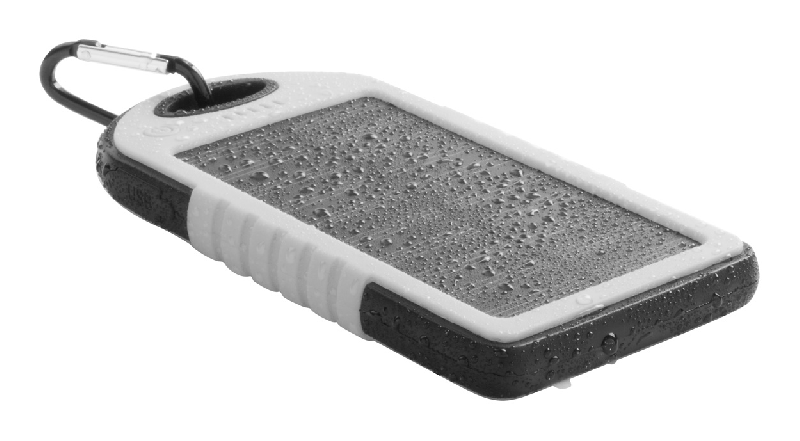 Power bank USB - plastique avec revêtement silicone - 4000 mAh - chargeur solaire et lampe LED_1