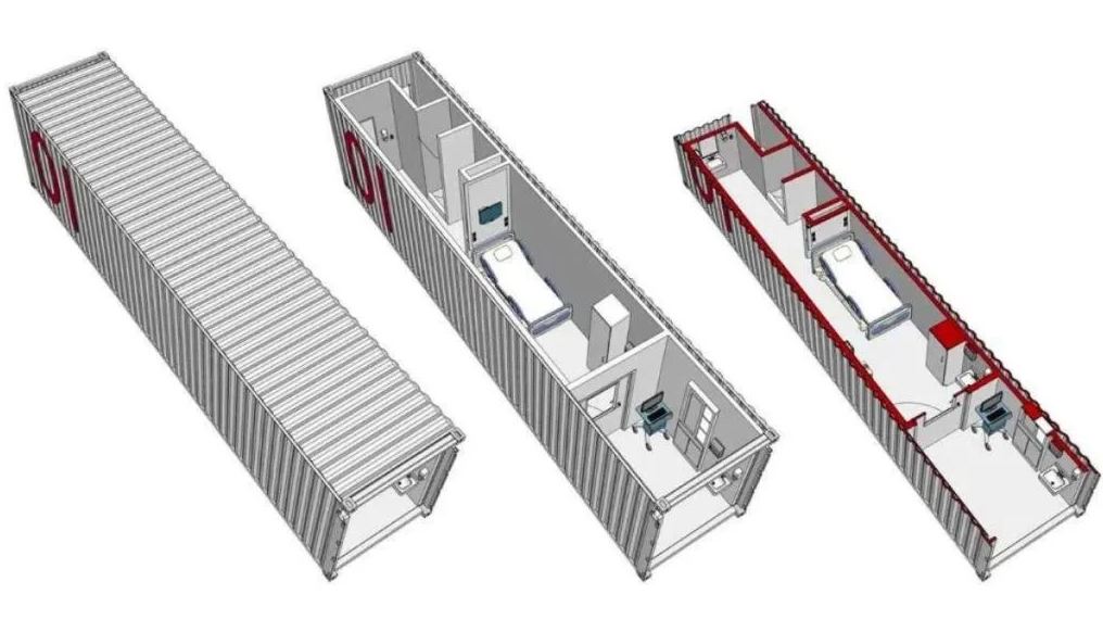 Cabinet médical de 240m² composé de 8 conteneurs de 40 pieds, avec isolation par l'extérieur_1