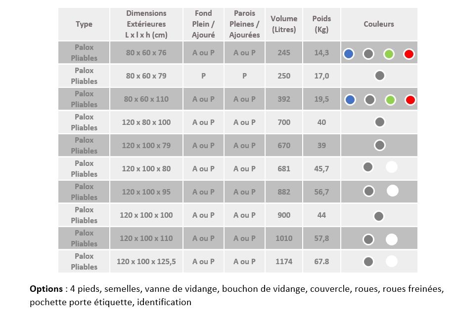 Caisse palette pliable, 80 x 60 cm, hauteur 76 à 110 cm, 245 à 392 litres_1
