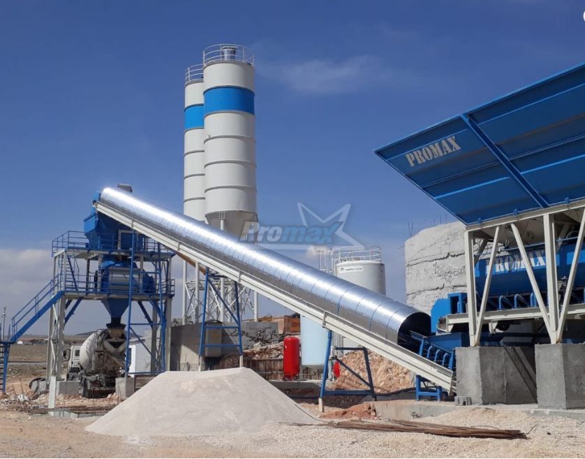 Centrale à béton fixe avec mélangeur Twin Shaft/Single Shaft - 100 m³/h - Capacité 3000 lt - Promax S100_1