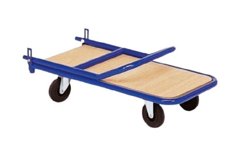 Chariot à dossier rabattable - Tube d'acier laqué - Plateau bois épaisseur 10 mm - Roulettes semi-élastiques_1