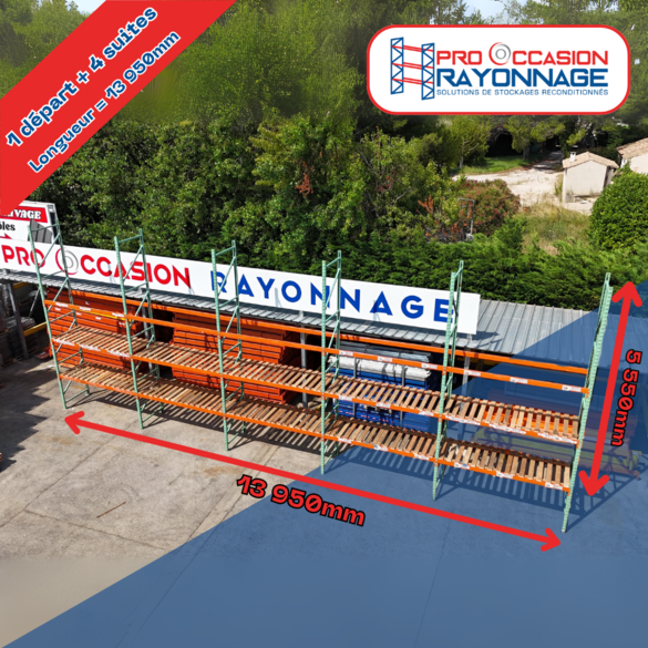 Lot de rayonnage - Hauteur 5 500mm, Longueur 13 950mm, Profondeur 1 000mm - Manulab_1