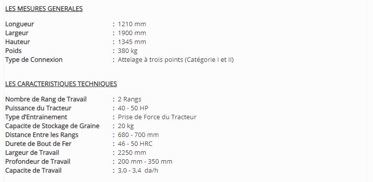 PM200 - Planteuse pneumatique à deux rangées - Özb?L Machines Agricoles - longueur : 1210 mm_1