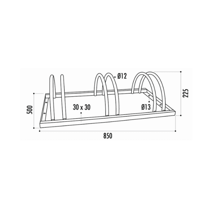 Support cycles en Galva - Acier galvanisé à chaud - Arceau cintré en acier plein Ø 12 mm - Traverse 30 x 30 mm_1