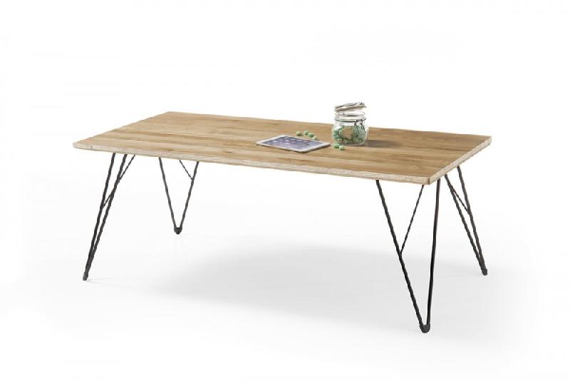 Table basse 120x60 cm Casa - chêne massif noueux huilé et acier époxy noir laqué_1