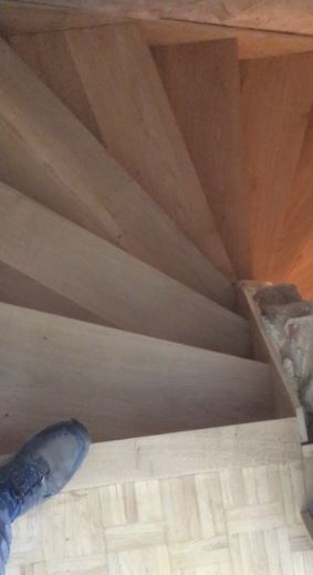 Escalier double quart tournant chêne massif   - menuitech_1