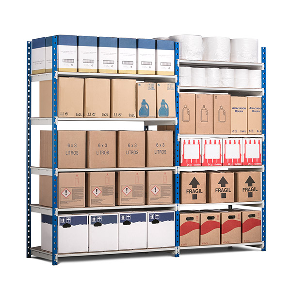 Rayonnage léger neuf robuste pour bureaux, archives, réserves et ateliers - Hauteur 2000 mm - 5 à 7 niveaux, charge 136 à 182 kg par niveau_1