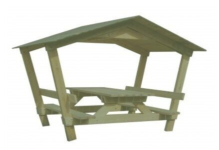 Table et 2 bancs avec ombrière en pin classe IV - Référence MUB119 - Encombrement 2080x2000 mm, livré en kit_1