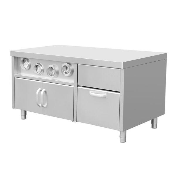 Comptoir à café inox avec porte-gobelets et compartiment glaçons - 1500 mm_1