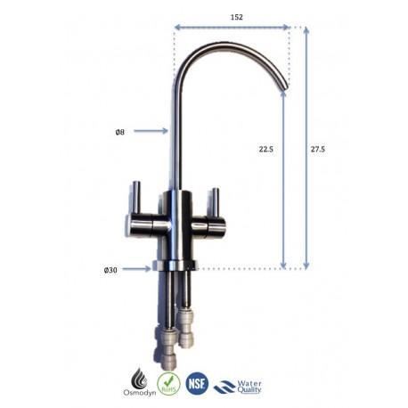 Robinet 2 voies pour osmoseur et filtre à eau - Tube 1/4 ou 3/8 - Valve céramique - Aspect Mat_1