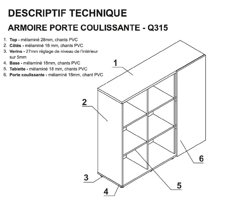 Armoire moyenne avec porte coulissante - MDD - Wengé_1