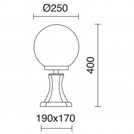 Borne classique Cast IP43 E27 - base noir ou blanc - boule ronde blanche diamètre 300 mm - extérieur_1