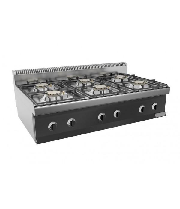 Cuisinière à gaz professionnelle 6 brûleurs 9,5 kW - CHR - Compacte avec système anti-projections_1